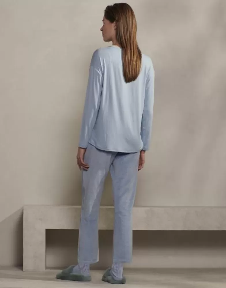 ESSENZA Shirts En Tops- Denna Uni Soft Chambray Top Lange Mouw L Blauw