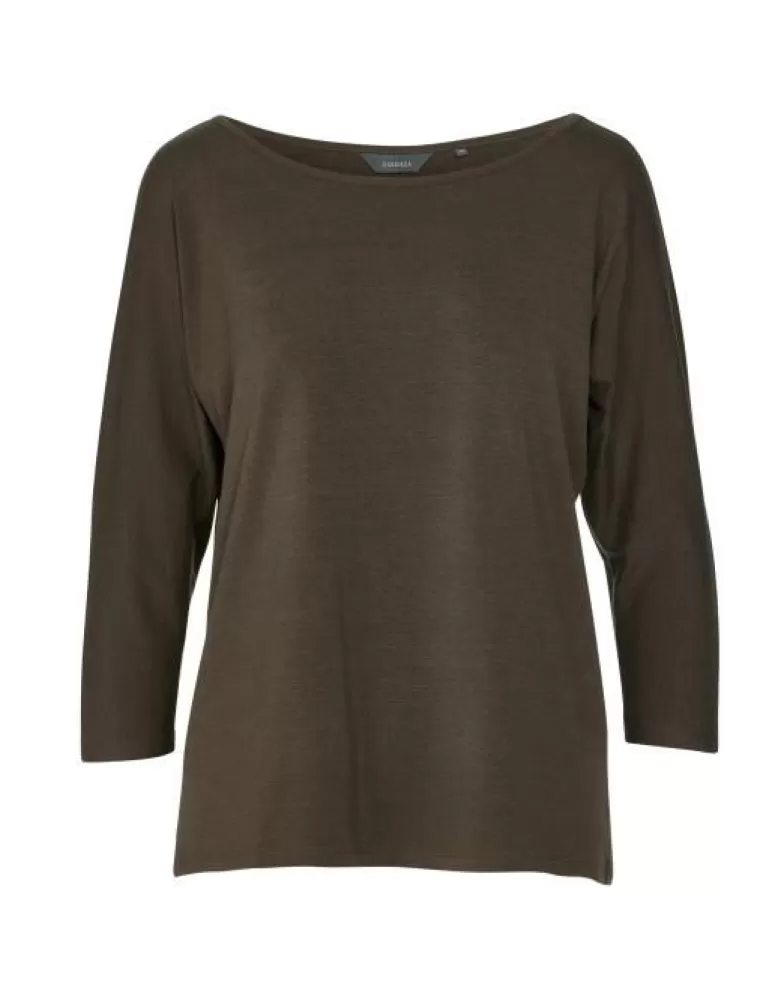 ESSENZA Activewear- Donna Uni Top 3/4 Mouw Donker L Bruin