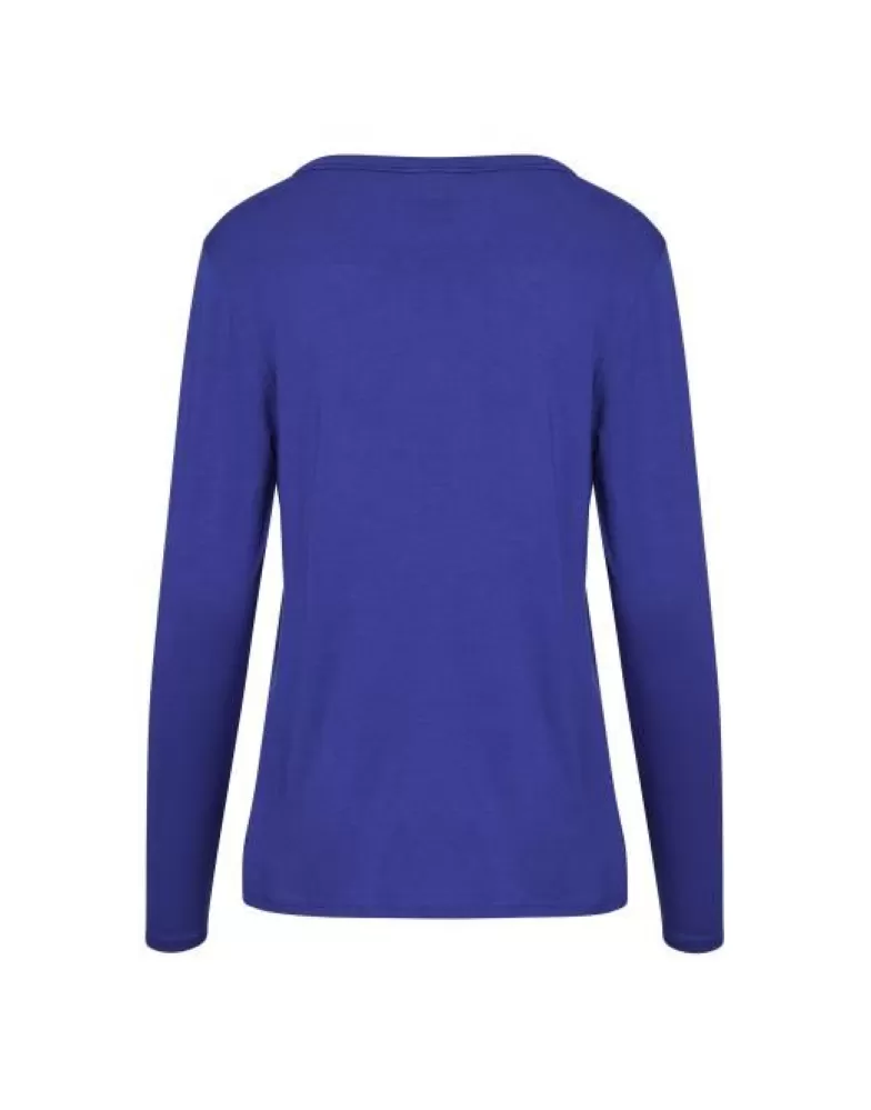 ESSENZA Shirts En Tops- Eva Uni Cobalt Blue Top Lange Mouw L Blauw