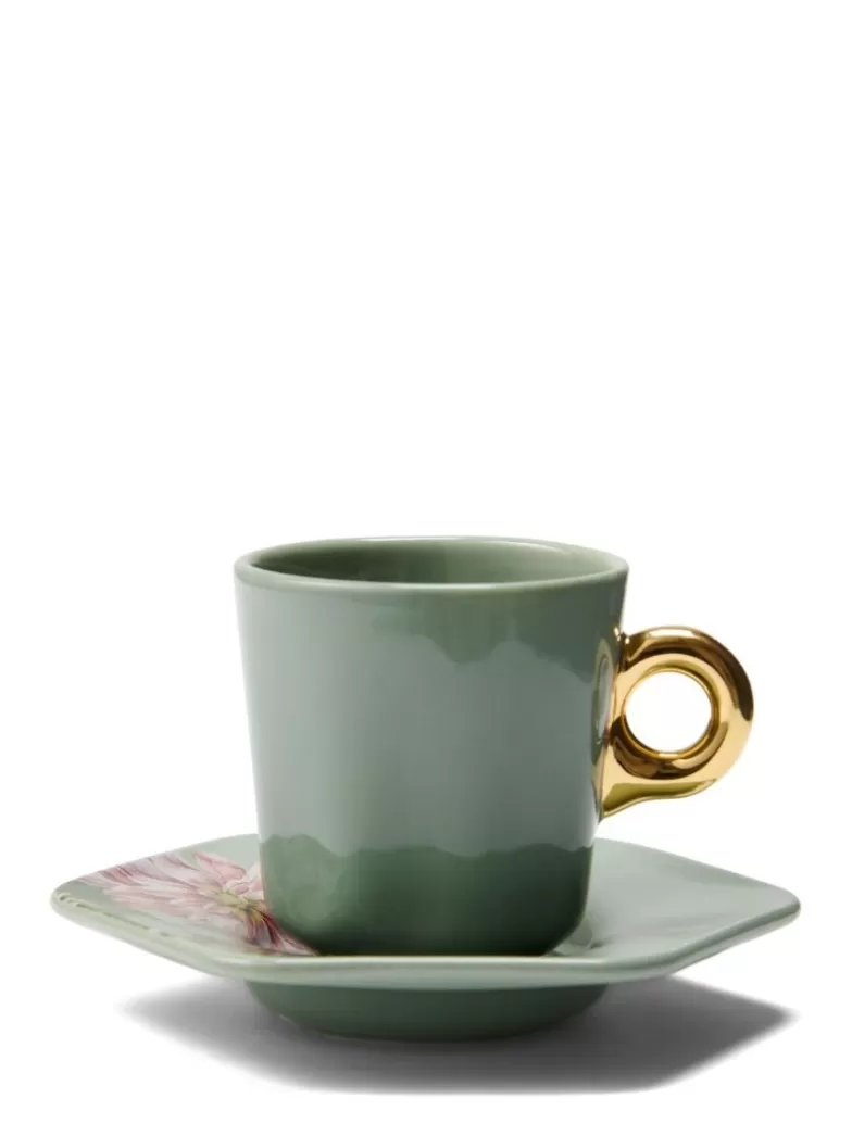 ESSENZA Bekers En Kopjes- Gallery Espresso Kop & Schotel Stone Green 9 Cl Groen