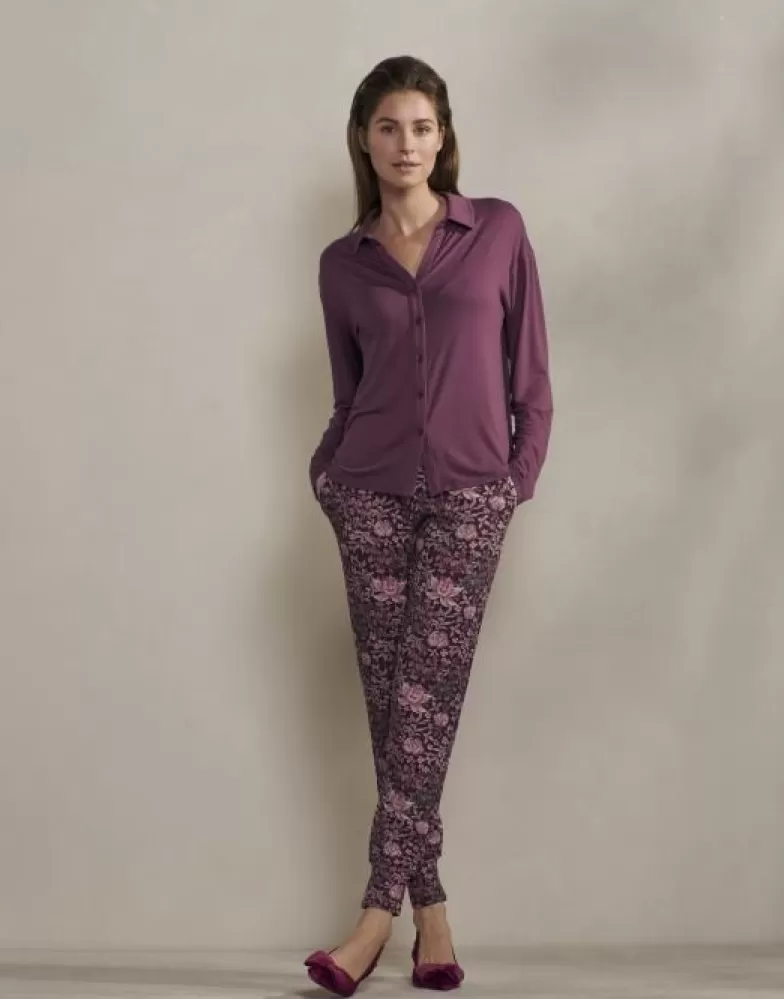 ESSENZA Broeken- Jules Ophelia Plum Wine Lange Broek M Paars