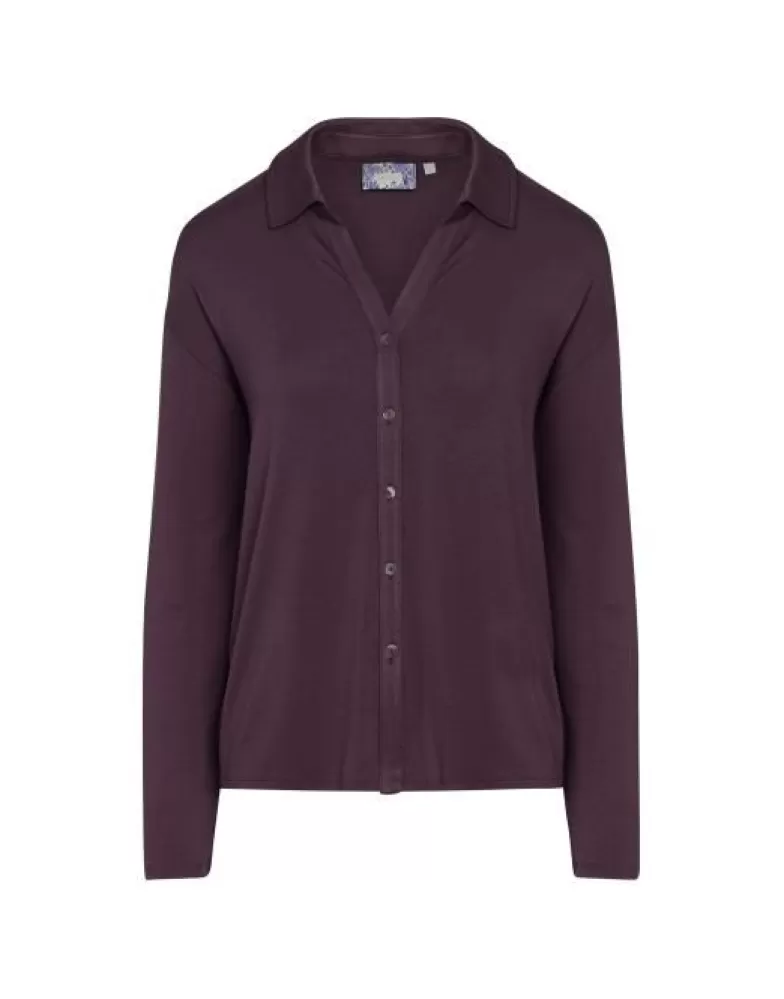 ESSENZA Shirts En Tops- Kae Uni Plum Wine Top Lange Mouw S Paars