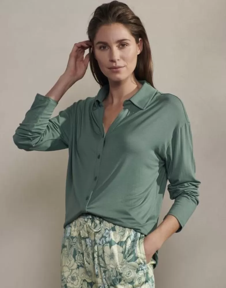 ESSENZA Shirts En Tops- Kae Uni Reef Green Top Lange Mouw L Groen