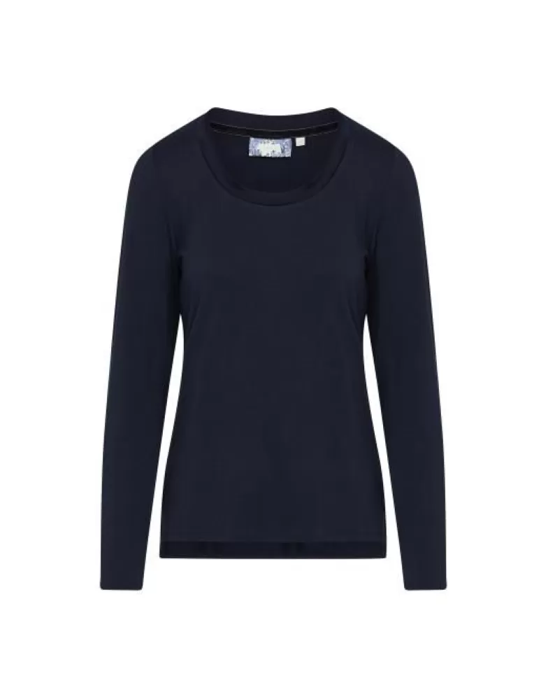 ESSENZA Shirts En Tops- Luyza Uni Darkest Blue Top Lange Mouw M Blauw