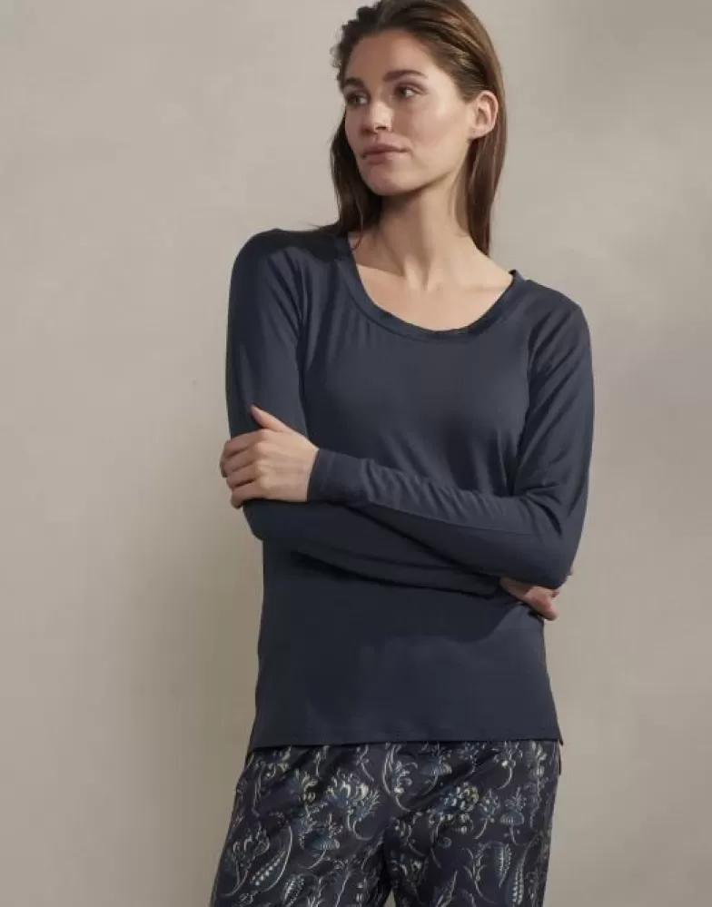 ESSENZA Shirts En Tops- Luyza Uni Darkest Blue Top Lange Mouw M Blauw