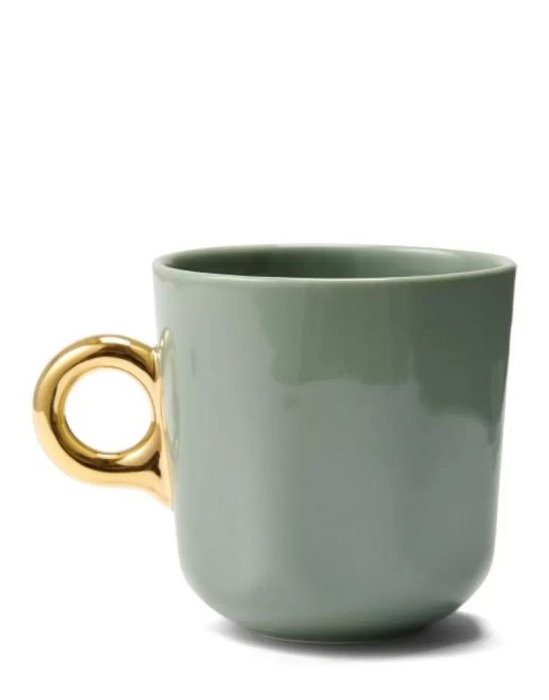 ESSENZA Koffie En Thee- Sculpture Espresso Kop & Schotel Stone Green 9 Cl Groen