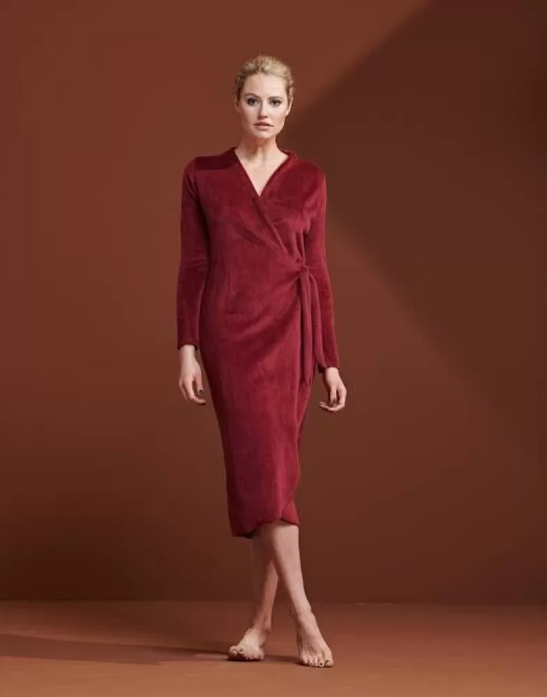 ESSENZA Badjassen- Vera Uni Homecoat Cherry S Rood