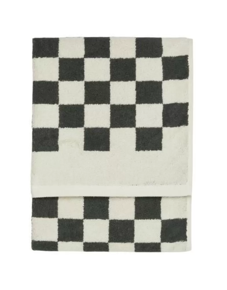 Marc O'Polo Handdoeken- Checker Antraciet Handdoek 50 X 100 Cm